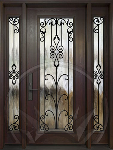 Barcelona door with wrought iron inserts