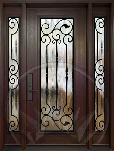 Prague door with wrought iron inserts